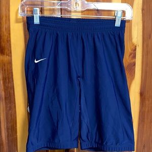 Navy Elastic Nike Shorts with White Check